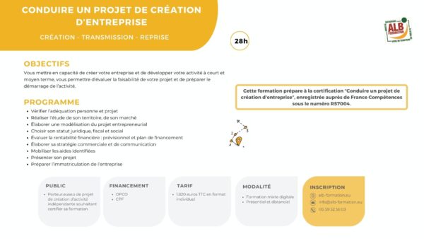 Conduire un projet de création d'entreprise - 28h